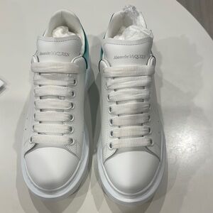 Alexander McQueen White and Teal Sneakers